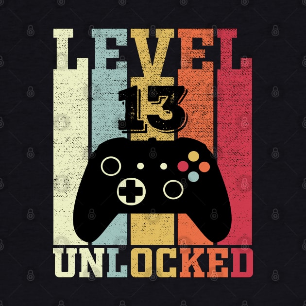 Level 13 Unlocked Funny Video Gamer 13th Birthday Gift by DragonTees